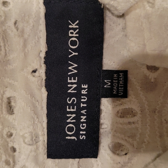 jones NEW YORK White Eyelet Peplum Peekaboo Coquette Cover-up Shacket - Picture 6 of 8